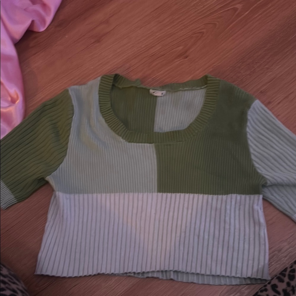 Colorblock Ribbed Knit Sweater